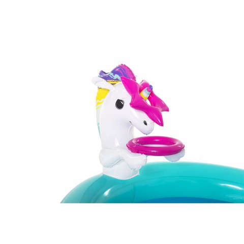 Bestway Unicorn Temalı Kaydıraklı, Potalı Fıskiyeli Havuz + Mini El Pompası 30 Cm Hediyeli