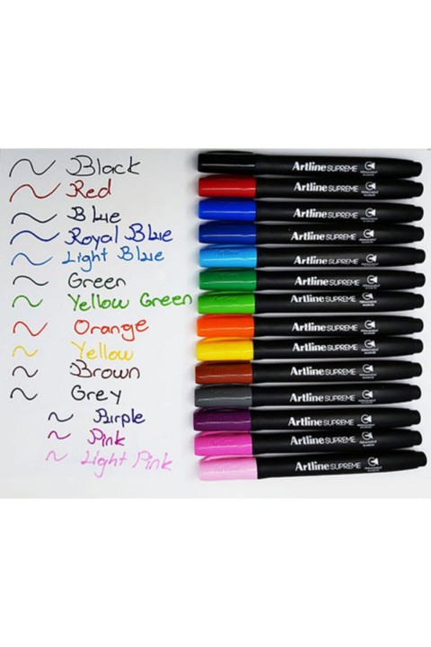 artline Supreme Permanent Marker Tüm Renkler Kalıcı Markör 14 Renk Set